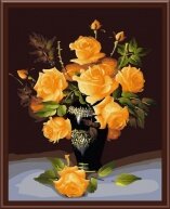 Алмазная мозаика "Желтые розы в вазе"