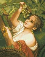 Алмазная мозаика "Девушка, собирающая виноград"