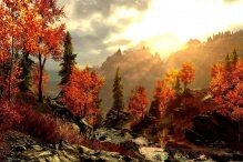 Алмазная мозаика "Осенний лес в лучах солнца"