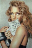 Алмазная мозаика "Девушка и котенок"