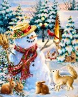 Алмазная мозаика "Веселый снеговик и друзья"
