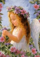 Алмазная мозаика "Ангел с цветами"