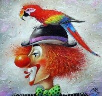 Алмазная мозаика "Клоун и попугай"