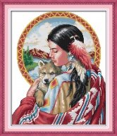 Вышивка крестом "Девушка и волк"