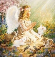 Алмазная мозаика "Ангел с кроликом"