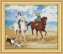 Вышивка крестом "Прогулка на лошадях"