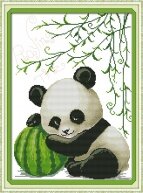 Вышивка крестом "Панда с арбузом"