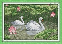 Вышивка крестом "Лебеди в пруду"