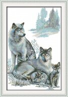 Вышивка крестом "Волчья семья"
