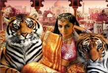 Алмазная мозаика "Индианка с тиграми"