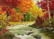 Алмазная мозаика "Горная речка в красках осени"