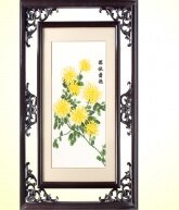 Вышивка лентами "Желтые хризантемы"