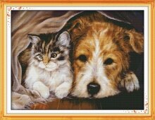 Вышивка крестом "Дружок и кот"