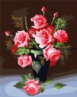 Раскраски по номерам "Розы в вазе"