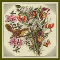Наборы для вышивания "PANNA" "Букет цветов с птицей"