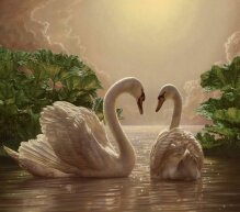 Алмазная мозаика "Лебеди на озере"