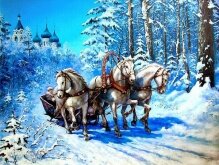 Алмазная мозаика "Тройка лошадей"
