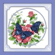 Вышивка крестом "Бабочки на розочках "