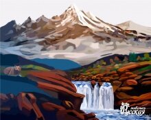 Раскраски по номерам Водопад в горах
