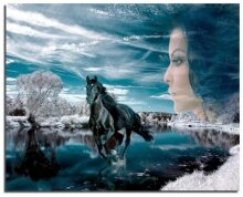 Алмазная мозаика "Лошадь у зимнего озера"
