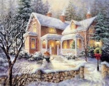 Алмазная мозаика "Зимний домик"