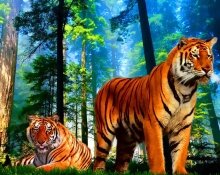 Алмазная мозаика "Два тигра"