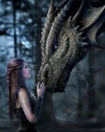 Алмазная мозаика "Девушка и дракон"