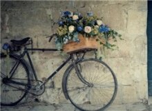 Алмазная мозаика "Корзина с цветами на велосипеде"