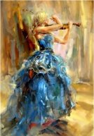 Алмазная мозаика "Девушка со скрипкой"