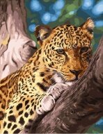 Раскраски по номерам "Леопард на дереве"
