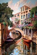 Алмазная мозаика "Романтичный мостик Венеции"